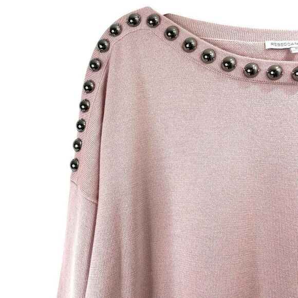Rebecca Minkoff wool silk cashmere blend beaded‎ embellished sweater Size S pink - Picture 3 of 7